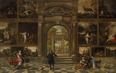 The interior of a picture gallery by H. and Ehrenberg W. van Janssens