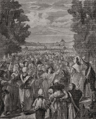 The Women march on Versailles, 5th-6th October 1789, engraved by Pannemaker-Ligny, from 