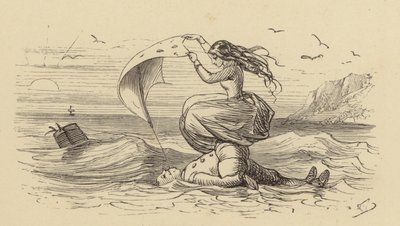 Arabella saves Sur Guy from drowning by Hablot Knight Browne