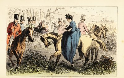 English Aristocrat in a Carriage Ignoring a Handshake from a Lady by after Hablot Knight Browne