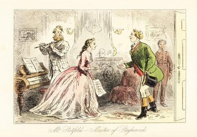 English Gentleman Being Shown into a Drawing Room for a Musical Night by after Hablot Knight Browne