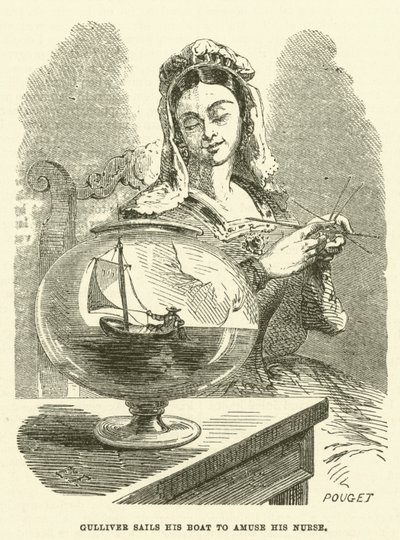 Gulliver Sails His Boat to Amuse His Nurse by after Hablot Knight Browne