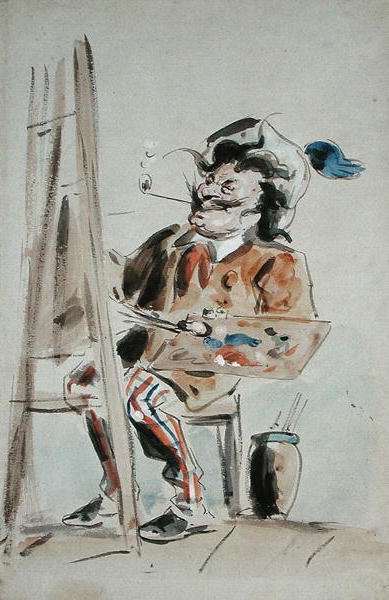 Caricature of an artist by Hablot Knight Browne
