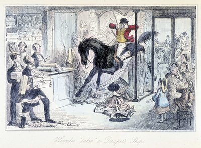 Horse Hunter Accidentally Entering a Fabric Shop by Hablot Knight Browne