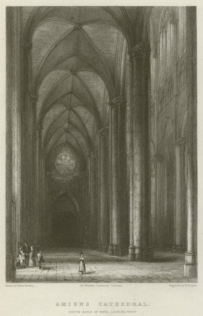Amiens Cathedral, South Aisle of Nave, looking West by Hablot Knight Browne