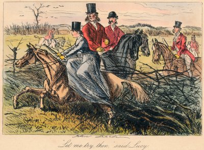 Let me try them, said Lucy by Hablot Knight Browne