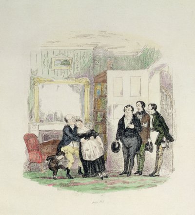 Mr Pickwick is Found by His Friends with Mrs Bardell in His Arms, Illustration from 