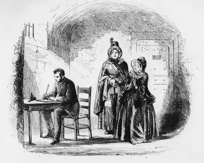 Mrs. Bagnet returns from her expedition, illustration from 