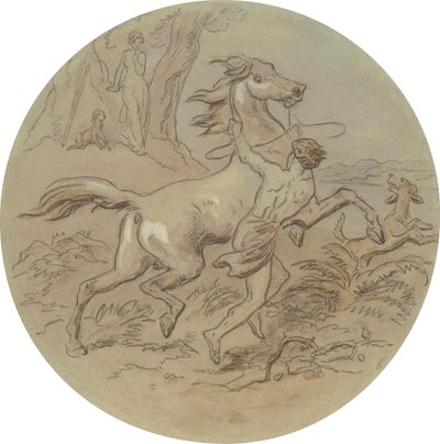 One of eighteen designs for a series of plates illustrating Venus and Adonis by Hablot Knight Browne