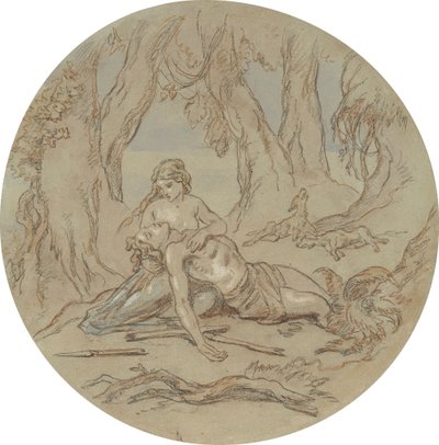 One of eighteen designs for a series of plates illustrating Venus and Adonis by Hablot Knight Browne