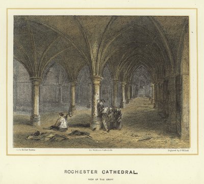 Rochester Cathedral, View of the Crypt by Hablot Knight Browne