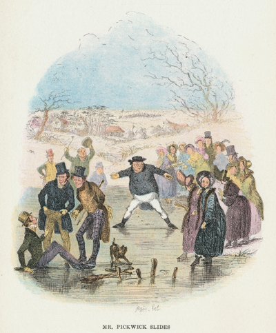 Scene from The Pickwick Papers by Charles Dickens, 1836 by Hablot Knight Browne