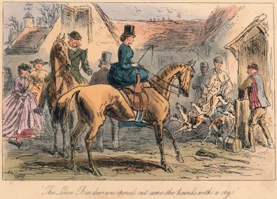 The Love Box door was opened, out came the hounds with a cry, 1865 by Hablot Knight Browne
