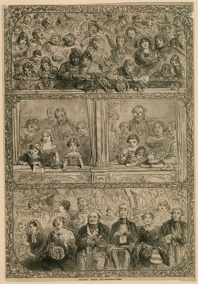 The Pantomime: Gallery, Boxes, Pit (engraving) by Hablot Knight Browne