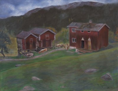 Farmyard at Åse in Telemarken, Norway by Halfdan Egedius
