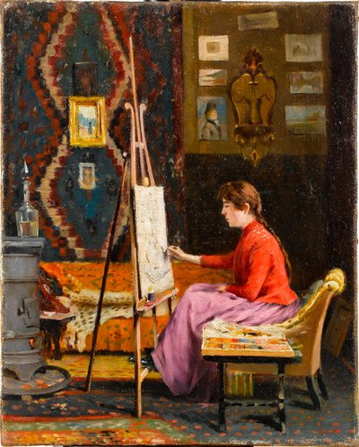 Girl Painter and Her Studio by Halil Pasha
