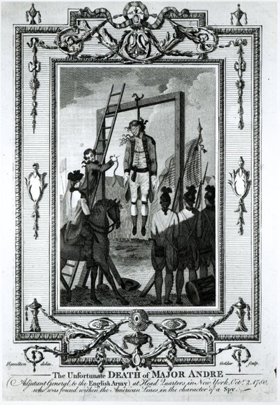 The Unfortunate Death of Major Andre, Adjutant General to the English Army, at Headquarters in New York, 2nd October 1780, engraved by John Goldar by Hamilton