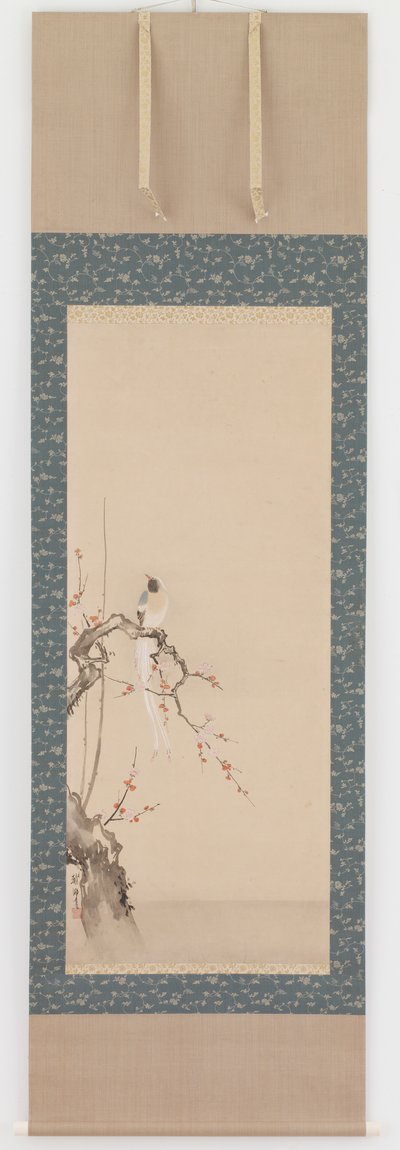 Bird and plum blossoms by Hanabusa Itcho