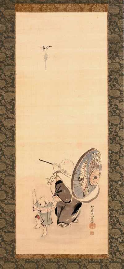 Hotei and Child by Hanabusa Itcho