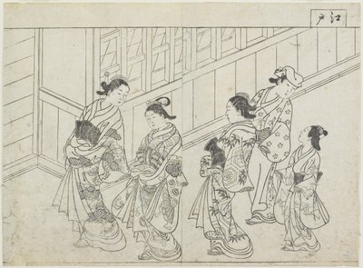 Five Prostitutes in Front of a House, early 1770s by Hanabusa Shigenobu