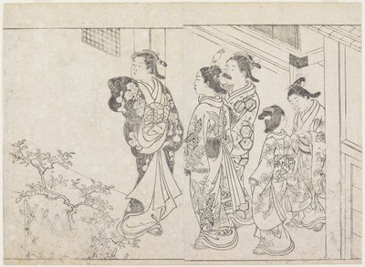 Five Prostitutes in a Courtyard, early 1770s by Hanabusa Shigenobu