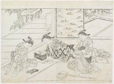 Three Prostitutes in a Room, early 1770s by Hanabusa Shigenobu
