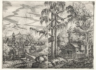 Landscape with the Town on a River and The Cottage between Trees by Hanns Lautensack
