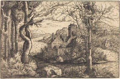 View on a River with a Castle on an Island by Hanns Lautensack