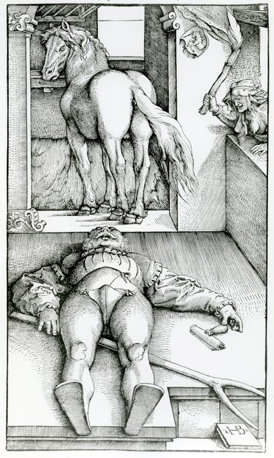 Sleeping Groom and Sorceress by Hans (after) Baldung Grien