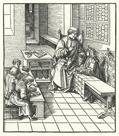 Archduke Maximilian of Austria at school as a child by Hans (after) Burgkmair