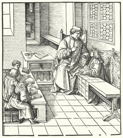 Maximilian receiving instruction by Hans (after) Burgkmair