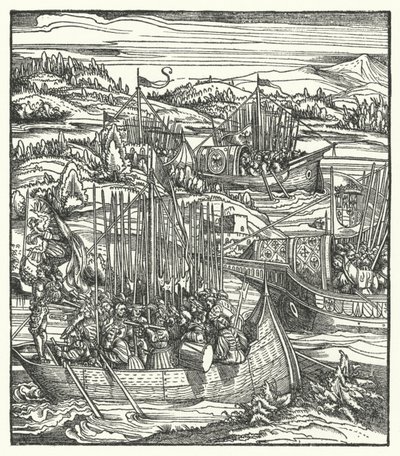 The Holy Roman Emperor Maximilian I with his fleet at La Spezia, Italy by Hans (after) Burgkmair