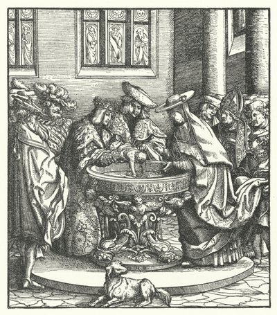 The Baptism of Archduke Maximilian of Austria by Hans (after) Burgkmair