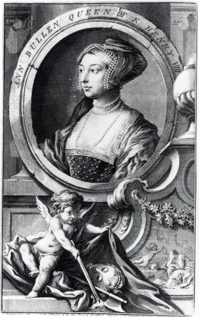 Anne Boleyn, engraved by Jacobus Houbraken by Hans (after) Holbein the Younger