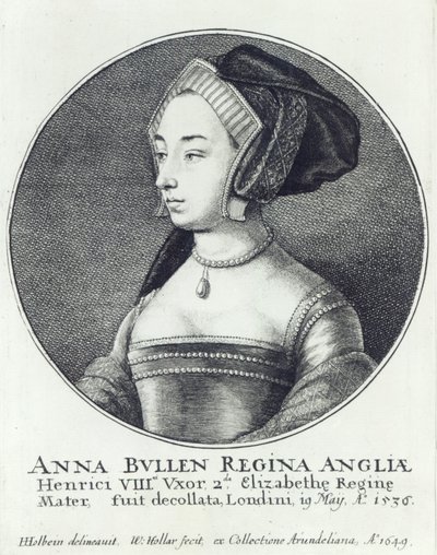Anne Boleyn, Etched by Wenceslaus Hollar by Hans (after) Holbein the Younger