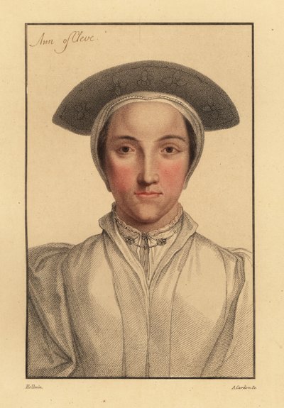 Anne of Cleves or Amalia of Cleves (engraving) by Hans (after) Holbein the Younger