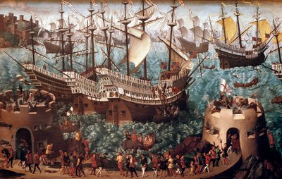 Embarkation of Henry VIII at Dover on the Galion Henri Grace a Dieu by Hans (after) Holbein the Younger