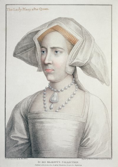 Portrait of The Lady Mary after Queen (1516-58) (engraved by Francesco Bartolozzi, 1796) by Hans (after) Holbein the Younger