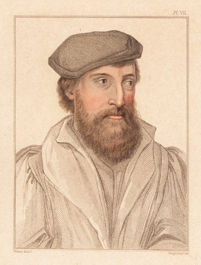 Portrait of an unknown man, court of King Henry VIII, c. 1532 (engraving) by Hans (after) Holbein the Younger