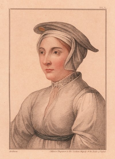 Portrait of unknown woman from the court of King Henry VIII (engraving) by Hans (after) Holbein the Younger