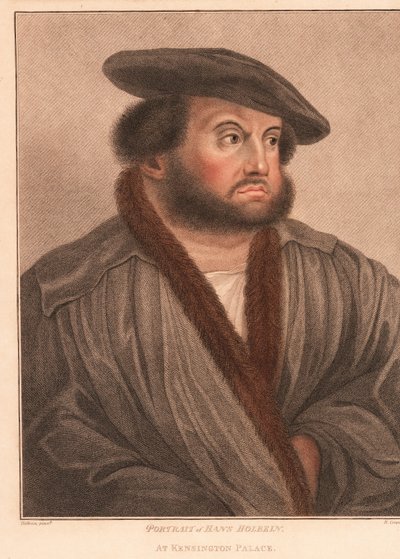 Self-portrait of the artist Hans Holbein at Kensington Palace (engraving) by Hans (after) Holbein the Younger