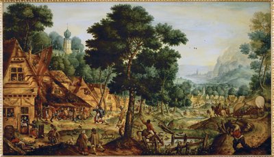 Life in a Flemish Village by Hans (circle of) Bol