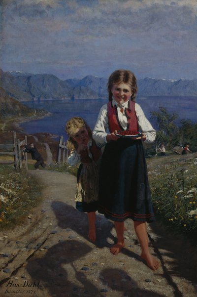 Two Sisters with Strawberries by Hans Andreas Dahl