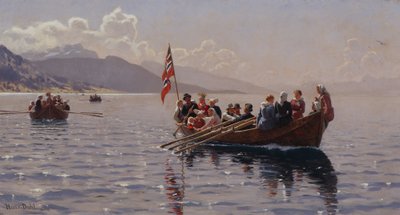 Wedding Procession in Sognefjord by Hans Andreas Dahl
