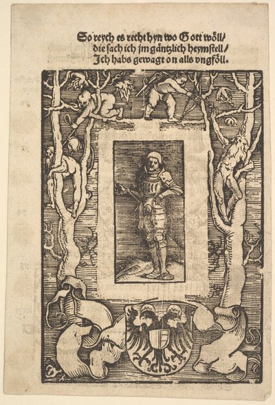 Title Border with Man in Armor in Center by Hans Baldung