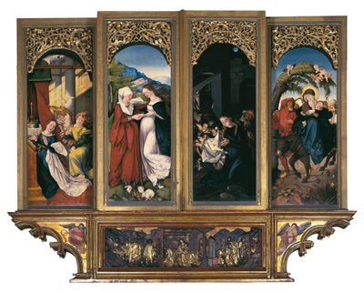 Scenes from the Life of the Virgin: the Annunciation, the Visitation, the Nativity and the Flight into Egypt (detail) by Hans Baldung Grien