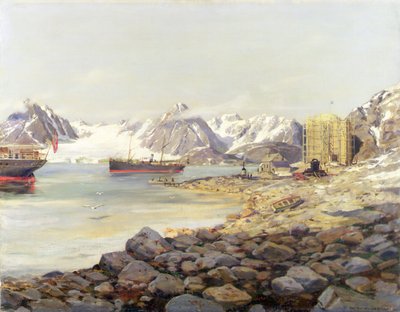 The Ships of the Andree Polar Expedition Anchored Off the Balcony Station, Dane
