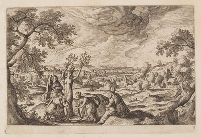 Plate 9, from Landscapes with Scenes from the Old and New Testament and Ovid’s Metamorphoses by Hans Bol