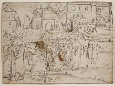 Christ and Jairus; The Woman with the Issue of Blood by Hans Brosamer