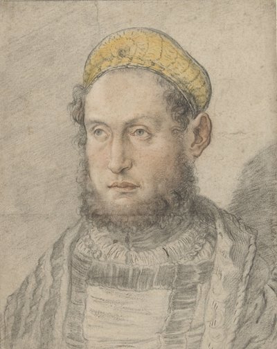 Portrait of a Distinguished Man with a Beard and Gold-Colored Cap by Hans Burgkmair (I)